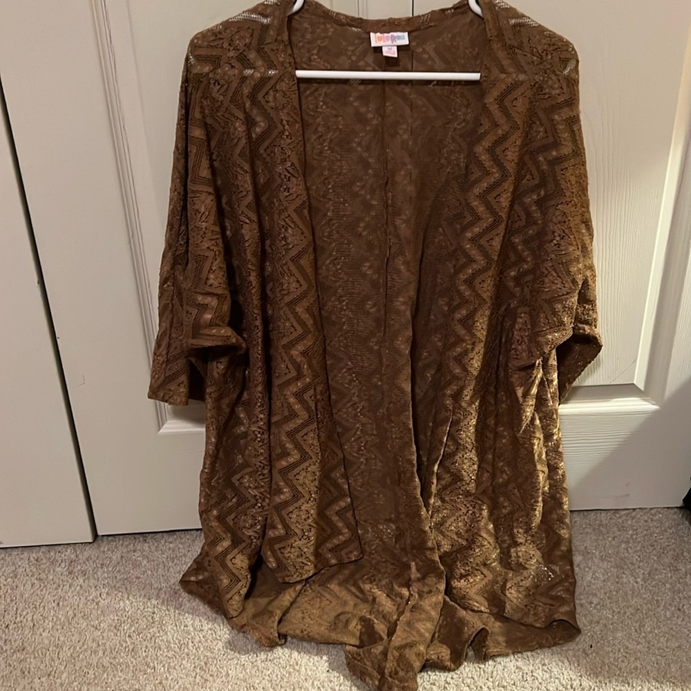 LulaRoe light Brown/Tan  lace cardigan sz M.